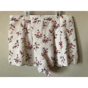 Forever 21 Ivory Floral Pleated Front Lined Dress Women's Shorts Size M